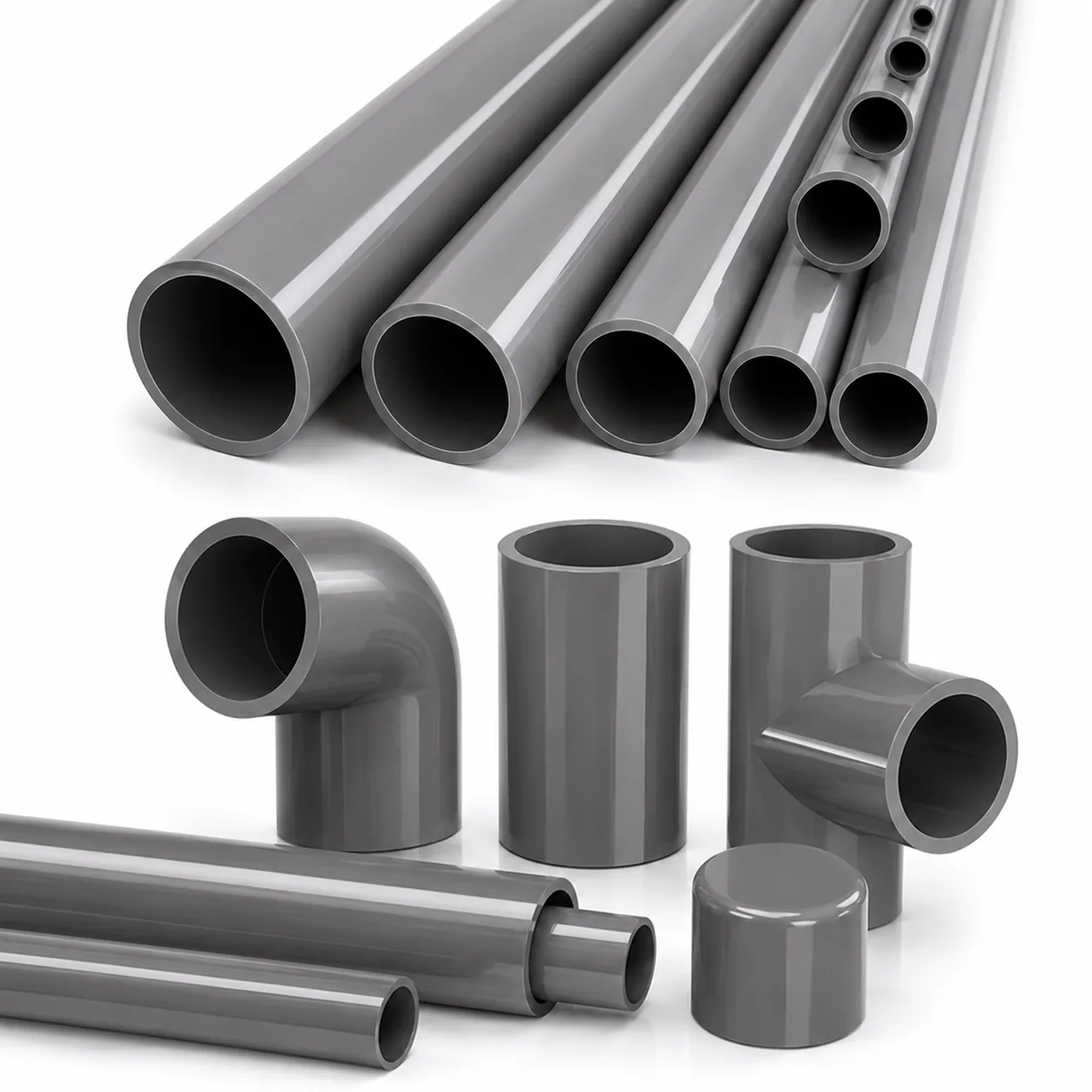 Air distribution pipes and fittings